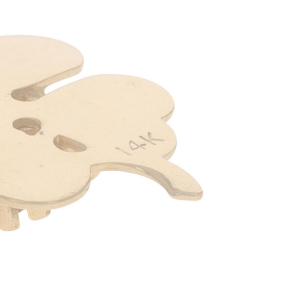 Yellow Gold Lab-Created Ruby Pearl Vintage Clover Charm - 14k Lucky Shamrock - Picture 4 of 4